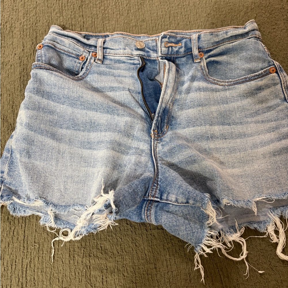 American Eagle Outfitters Light Blue Frayed Jean Shorts